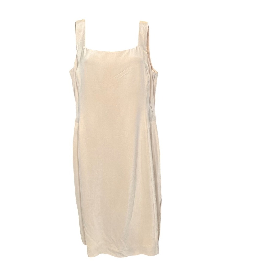 Minimalist Quiet Luxury Silk Sheath Dress Pale Pink Square Neck Sleeveless 16 XL